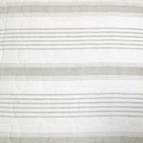 Brighton Road Regatta Stone 100% Cotton Quilted Quilt Cover Set Queen - Print Stripe Design, Quilted Circle Link Pattern - SuperSaverAU - view 1