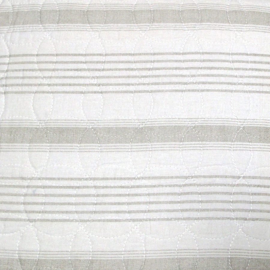Brighton Road Regatta Stone 100% Cotton Quilted Quilt Cover Set Queen - Print Stripe Design, Quilted Circle Link Pattern - SuperSaverAU - view 1