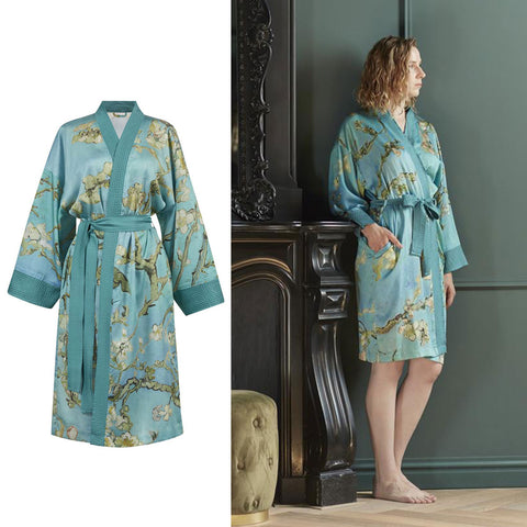 Bedding House Almond Blossom Blue Kimono Bath Robe Small/Medium - SuperSaverAU - view 1