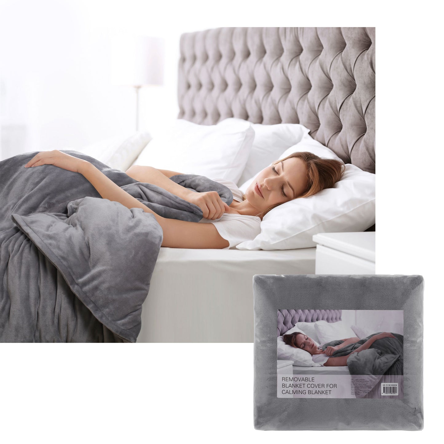 Accessorize Grey Removable Blanket Cover 122 x 198 cm - Soft Polyester, Solid Colour