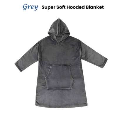 Accessorize Grey Super Soft Hooded Blanket Extra Large - Cuddly & Machine Washable