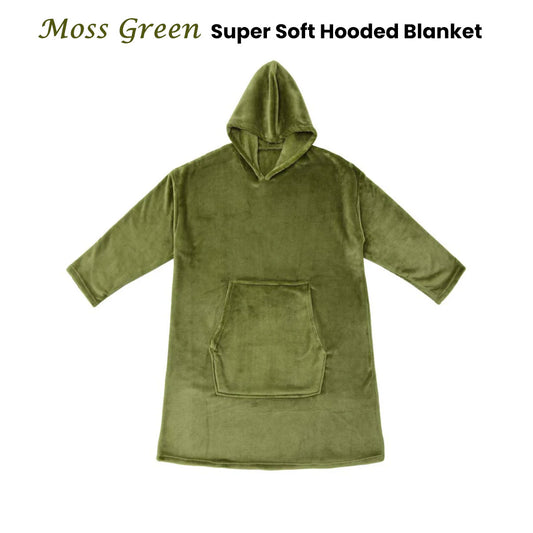 Accessorize Moss Green Super Soft Hooded Blanket Extra Large - Cuddly & Cozy