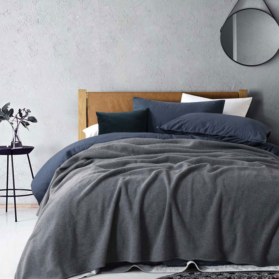 Laconia 400GSM Premium Australian Pure Wool Blanket Grey Queen - Hypoallergenic, Machine Washable - SuperSaverAU - view 1