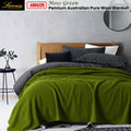 Laconia 400GSM Premium Australian Pure Wool Blanket Moss Green Queen - SuperSaverAU - view 2