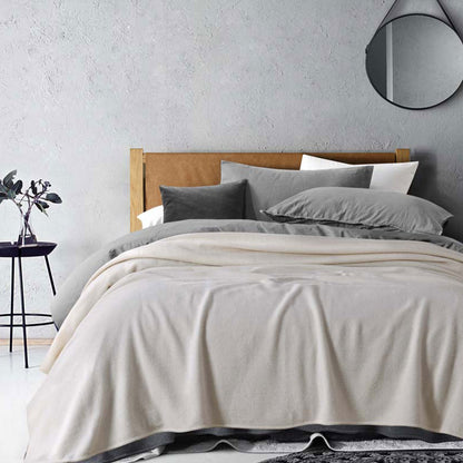 Laconia 400GSM Premium Australian Pure Wool Blanket Natural - Single Size