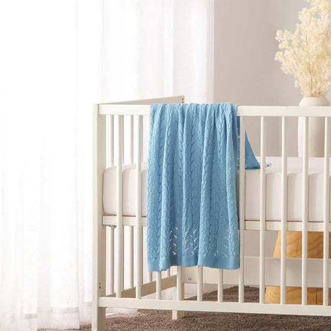 Little Gem Lyla Blue Cotton Baby Blanket 75 x 100 cm - GOTS Certified Organic Cotton - SuperSaverAU - view 1
