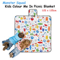 Happy Kids Monster Squad Colour Me In Picnic Blanket 125 x 125 cm with Markers - SuperSaverAU - view 2