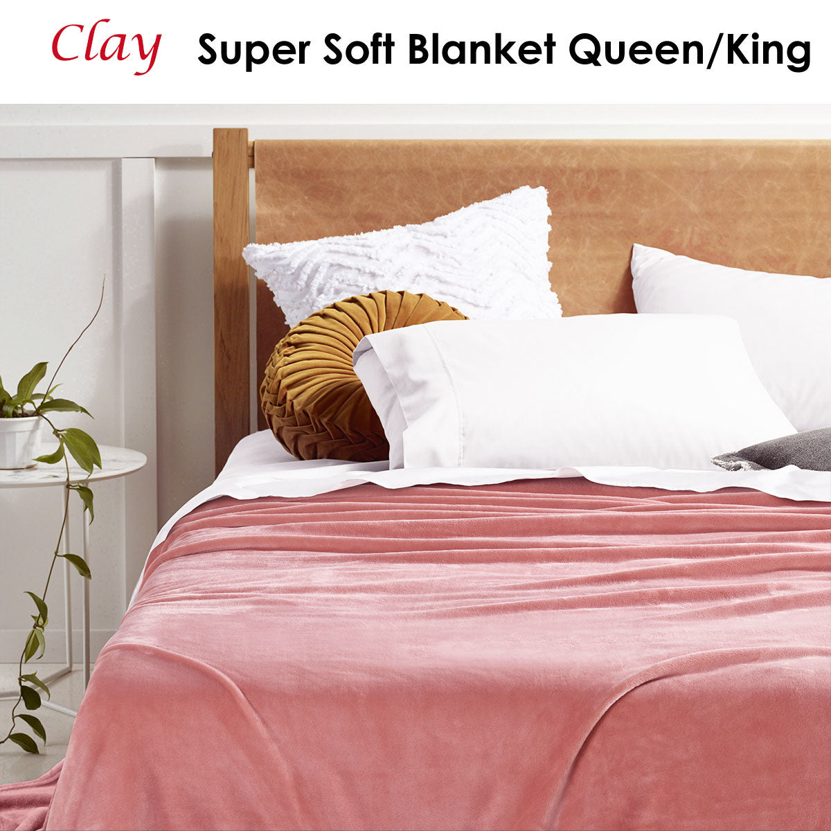 Accessorize Clay Super Soft Blanket 240cm x 260cm, 270 GSM, Solid Colour Design - SuperSaverAU - view 2
