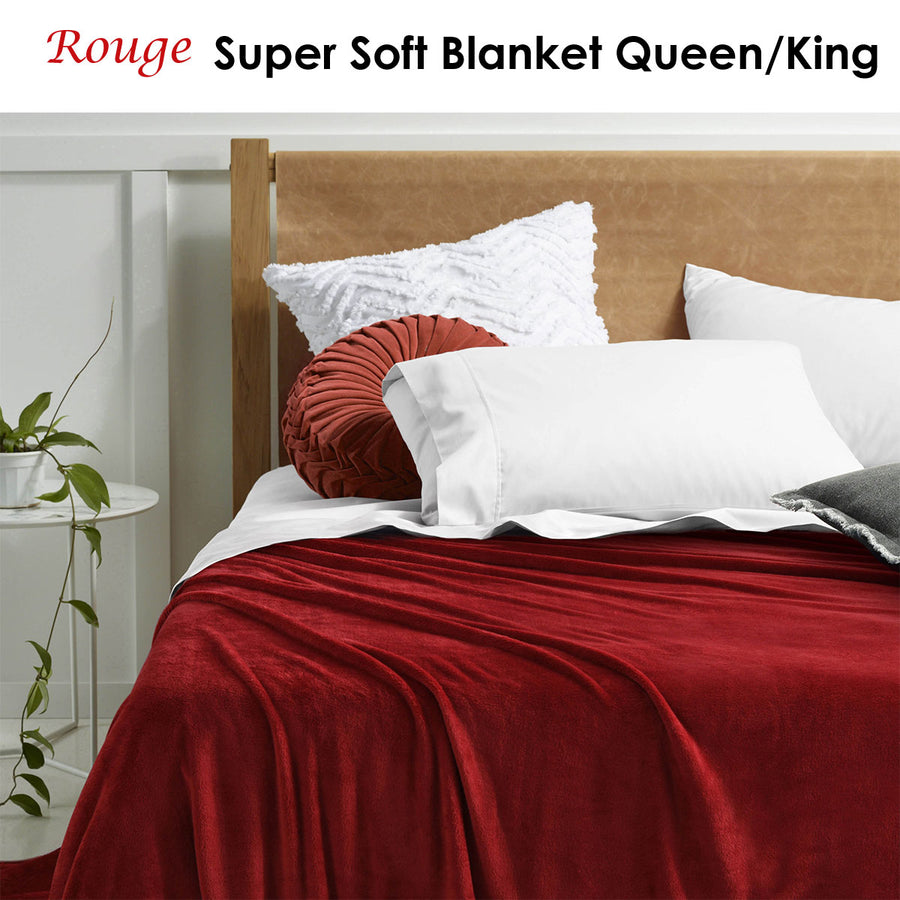 Accessorize Rouge Super Soft Blanket Queen/King 240x260cm 270GSM Polyester - SuperSaverAU - view 1