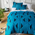 Accessorize Aster Washed Cotton Comforter Set Queen - Quilted Geometric Design - SuperSaverAU - view 1