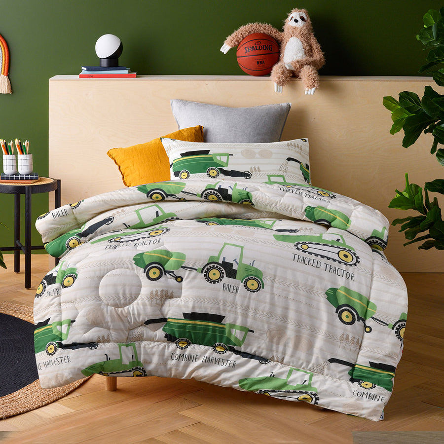 Happy Kids Country Harvest 2 Piece Washed Cotton Comforter Set Single - SuperSaverAU - view 1