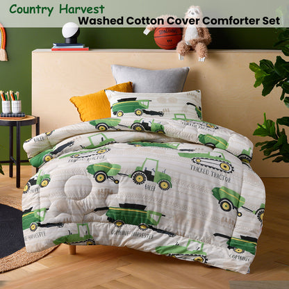 Happy Kids Country Harvest 2 Piece Washed Cotton Comforter Set Single