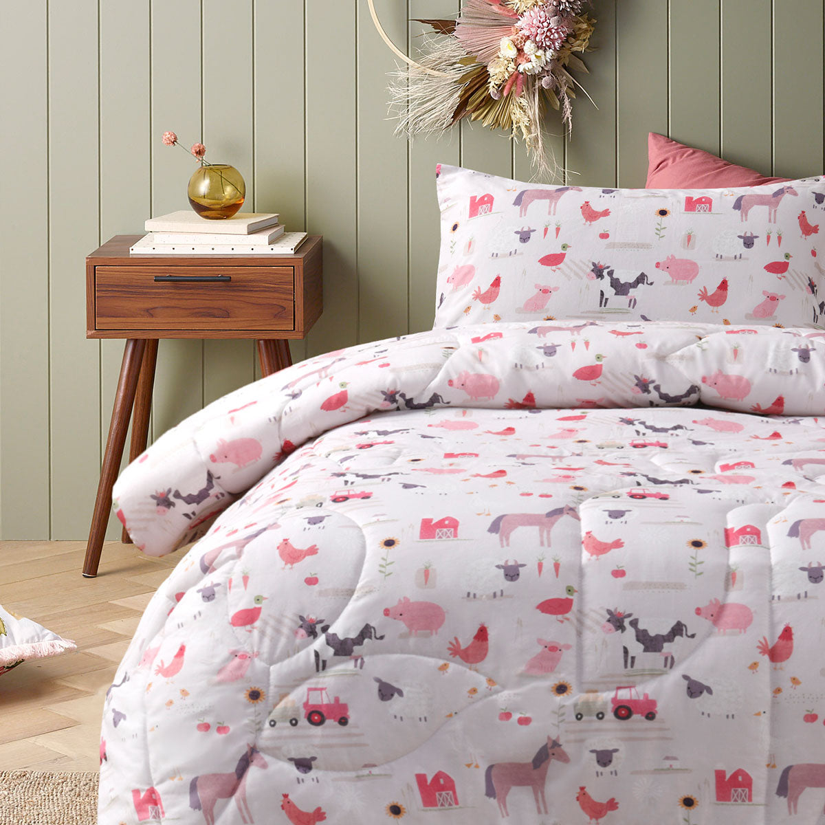 Happy Kids Farmyard Friends 2 Piece Washed Cotton Comforter Set Single - SuperSaverAU - view 3