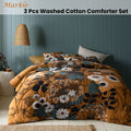 Accessorize Markle Washed Cotton Printed 3 Piece Comforter Set Queen - Floral Design - SuperSaverAU - view 1