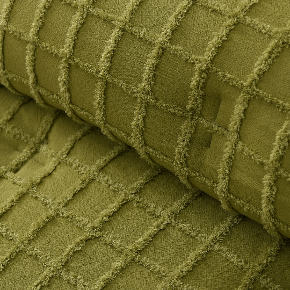 Vintage Design Homewares Cacti Green Comforter Set, King, Chenille Grid Pattern - SuperSaverAU - view 3