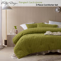 Vintage Design Homewares Cacti Green Comforter Set Queen - Chenille Grid Pattern - SuperSaverAU - view 2