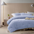 Vintage Design Homewares 3 Pcs Parquet Snooze Blue Comforter Set Queen - Chenille Grid Pattern - SuperSaverAU - view 1