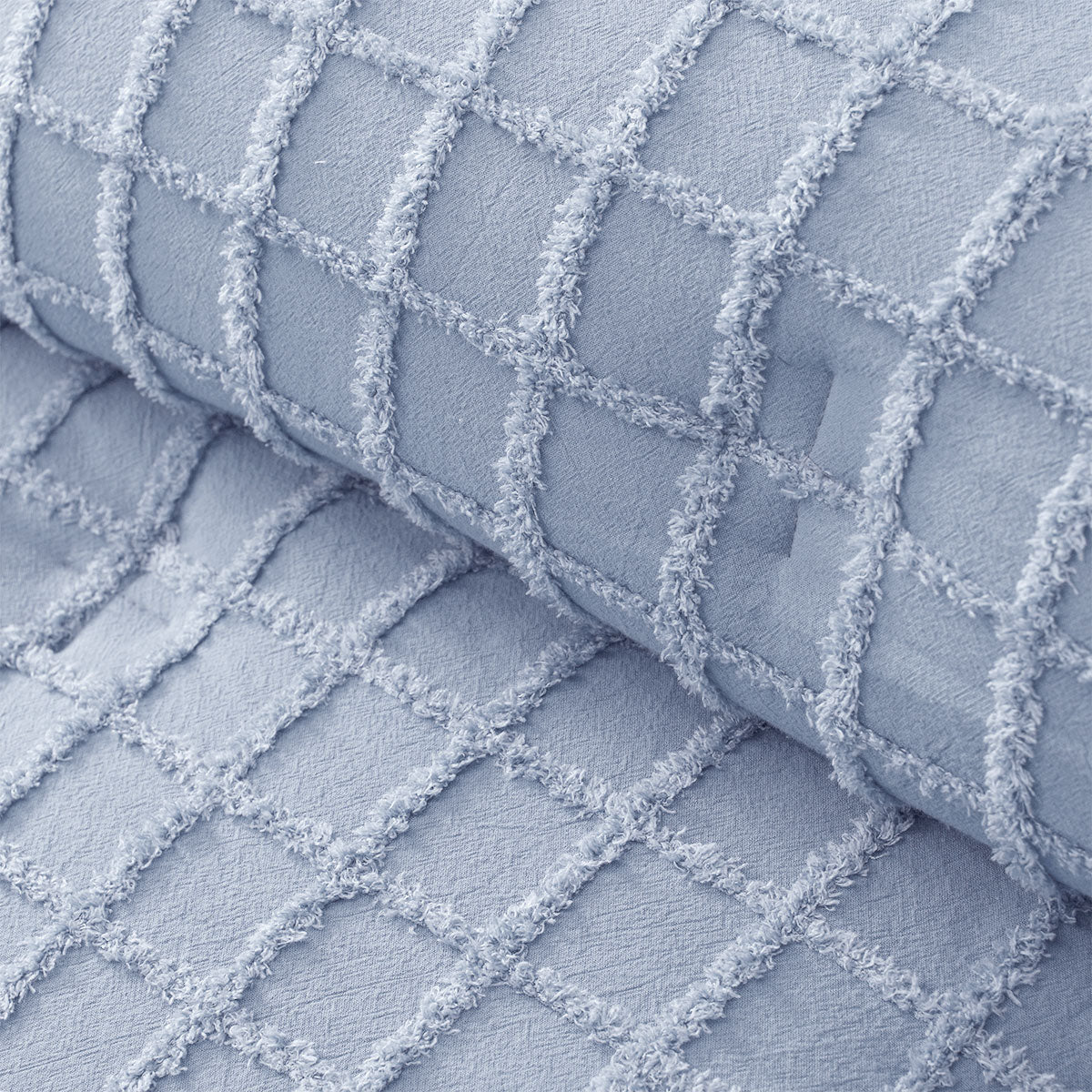 Vintage Design Homewares 3 Pcs Parquet Snooze Blue Comforter Set Queen - Chenille Grid Pattern - SuperSaverAU - view 3