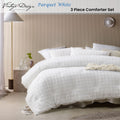 Vintage Design Homewares King Comforter Set - 3 Pcs Parquet White Chenille Grid - SuperSaverAU - view 1