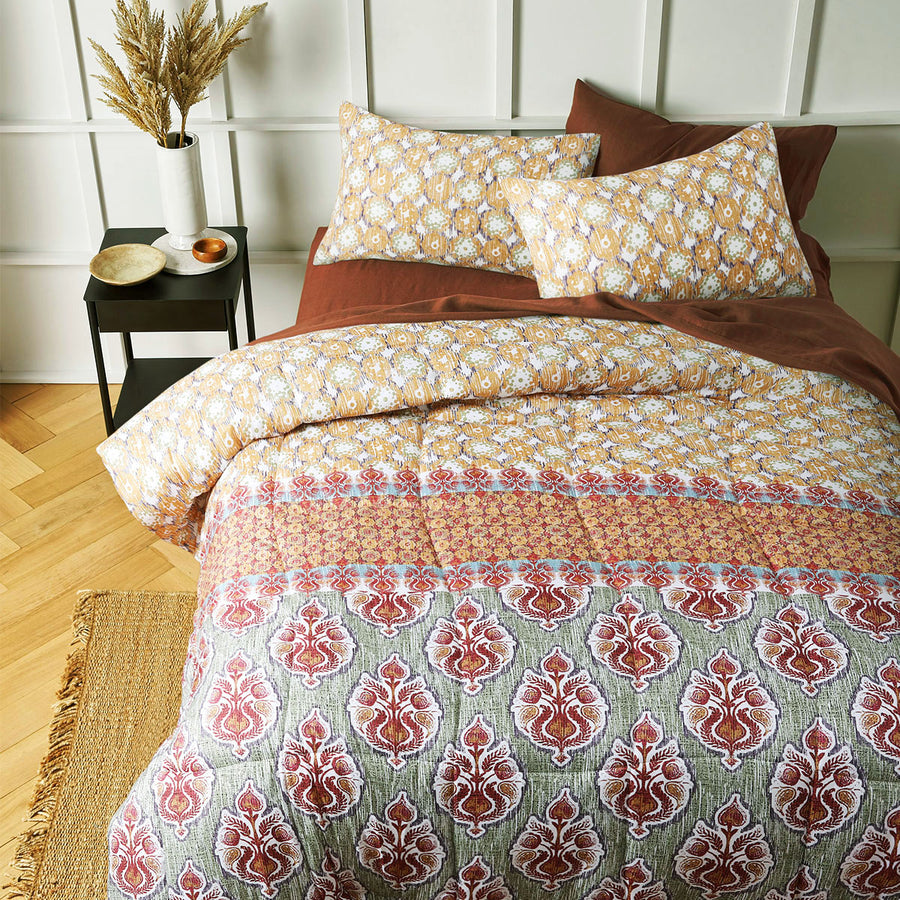 Big Sleep 3 Piece Pippa Comforter Set King - Printed Microfibre, Quilted Design - SuperSaverAU - view 1
