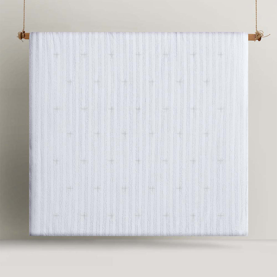 Vintage Design Homewares Reflections White 3 Piece Comforter Set King - Chenille Stripes - SuperSaverAU - view 1
