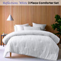 Vintage Design Homewares Reflections White 3 Piece Comforter Set Queen - Chenille Stripes - SuperSaverAU - view 1