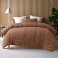 Accessorize Seersucker Comforter Set with Polyester Fill - Tobacco, Queen