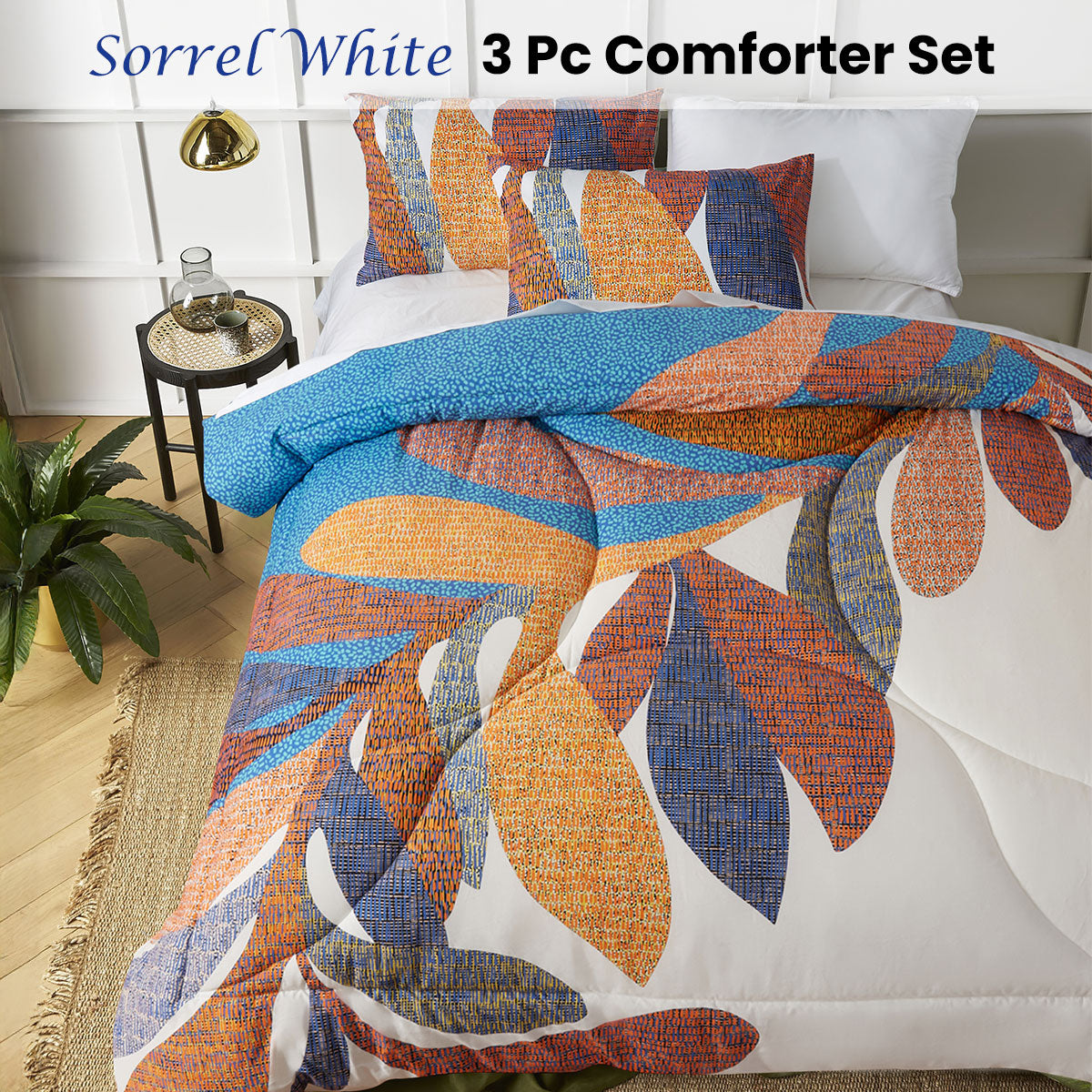 Accessorize Sorrel Foliage Comforter Set with Cotton Cover - White, King