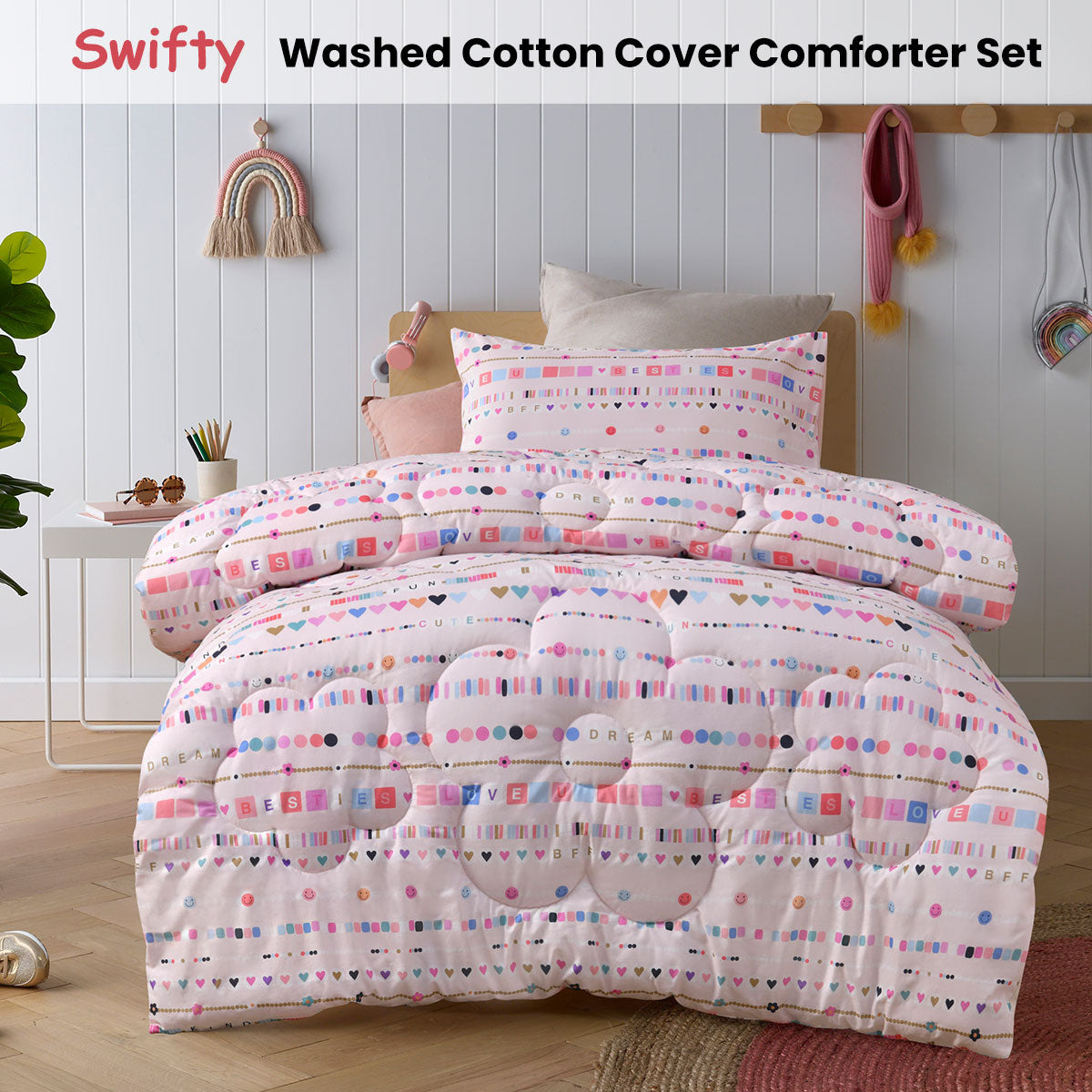 Happy Kids Swifty 2 Piece Washed Cotton Comforter Set Single