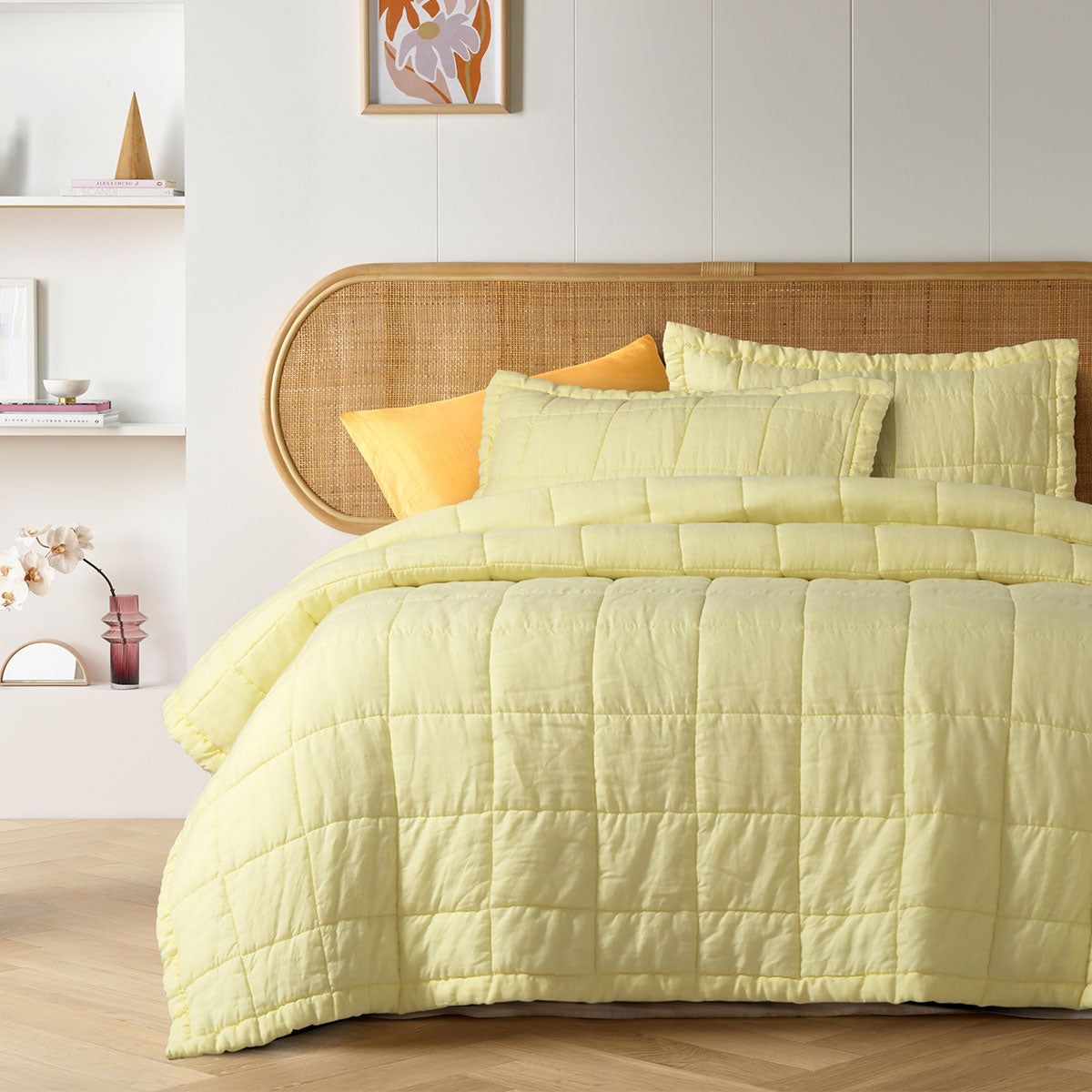 Vintage Design Homewares Butter French Linen Coverlet Set King - Quilted, 260cm x 220cm - SuperSaverAU - view 1