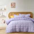 Vintage Design Homewares Lilac French Linen Coverlet Set King - Quilted Squares Design - SuperSaverAU - view 1