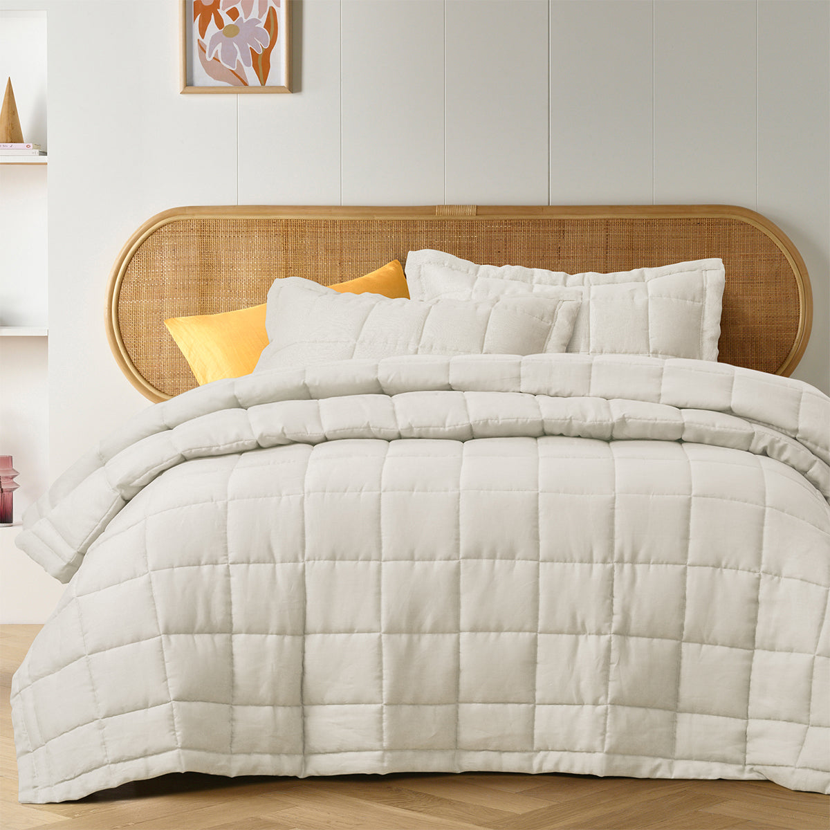 Vintage Design Homewares Natural French Linen Coverlet Set 260x220cm with 2 Pillowcases - SuperSaverAU - view 1