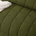 Vintage Design Homewares Olive French Linen Coverlet Set King - Quilted Squares Design - SuperSaverAU - view 2