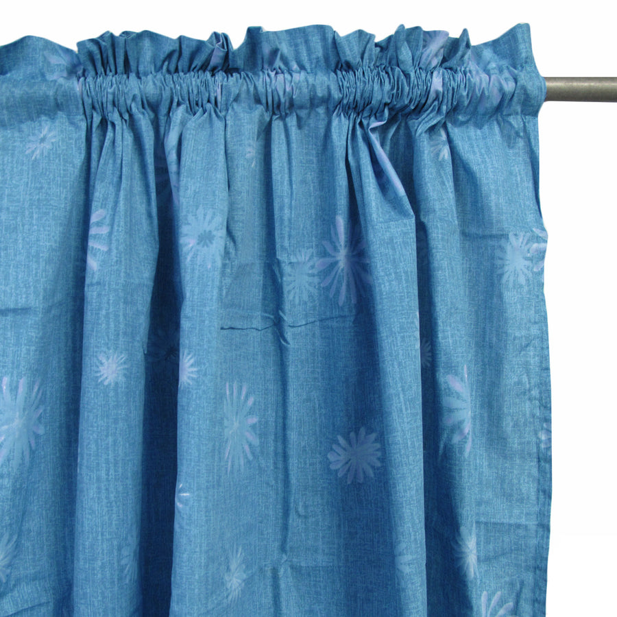 Blue Daisy Rod Pocket Curtains - Floral Print, 2 x 115 x 213 cm, Polyester Cotton - SuperSaverAU - view 1