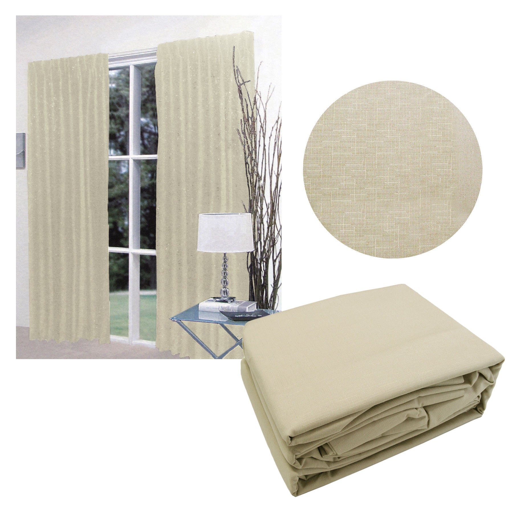 Home Innovations Faux Linen Blockout Pinch Pleat Curtains 180 x 221cm Jacquard Design - SuperSaverAU - view 1