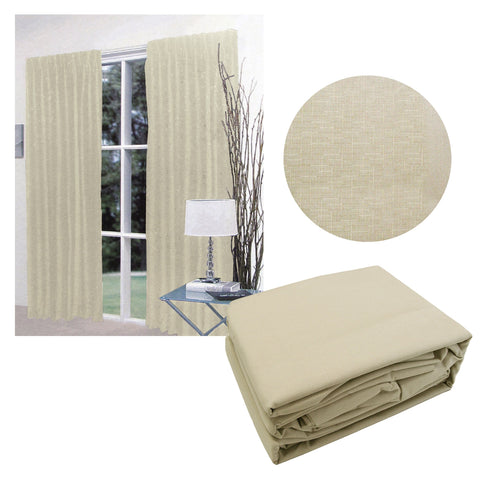 Home Innovations Faux Linen Blockout Pinch Pleat Curtains 180 x 221cm Jacquard Design - SuperSaverAU - view 1