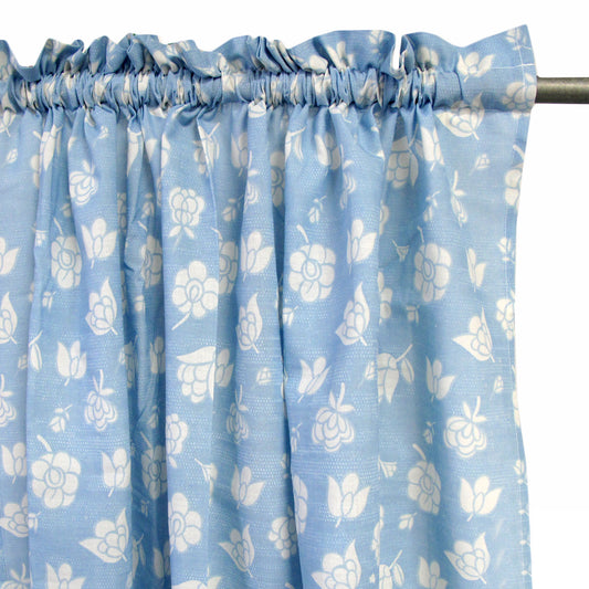 Pair of Rod Pocket Flower Curtains, Floral Print, 115 x 213 cm, Polyester Cotton