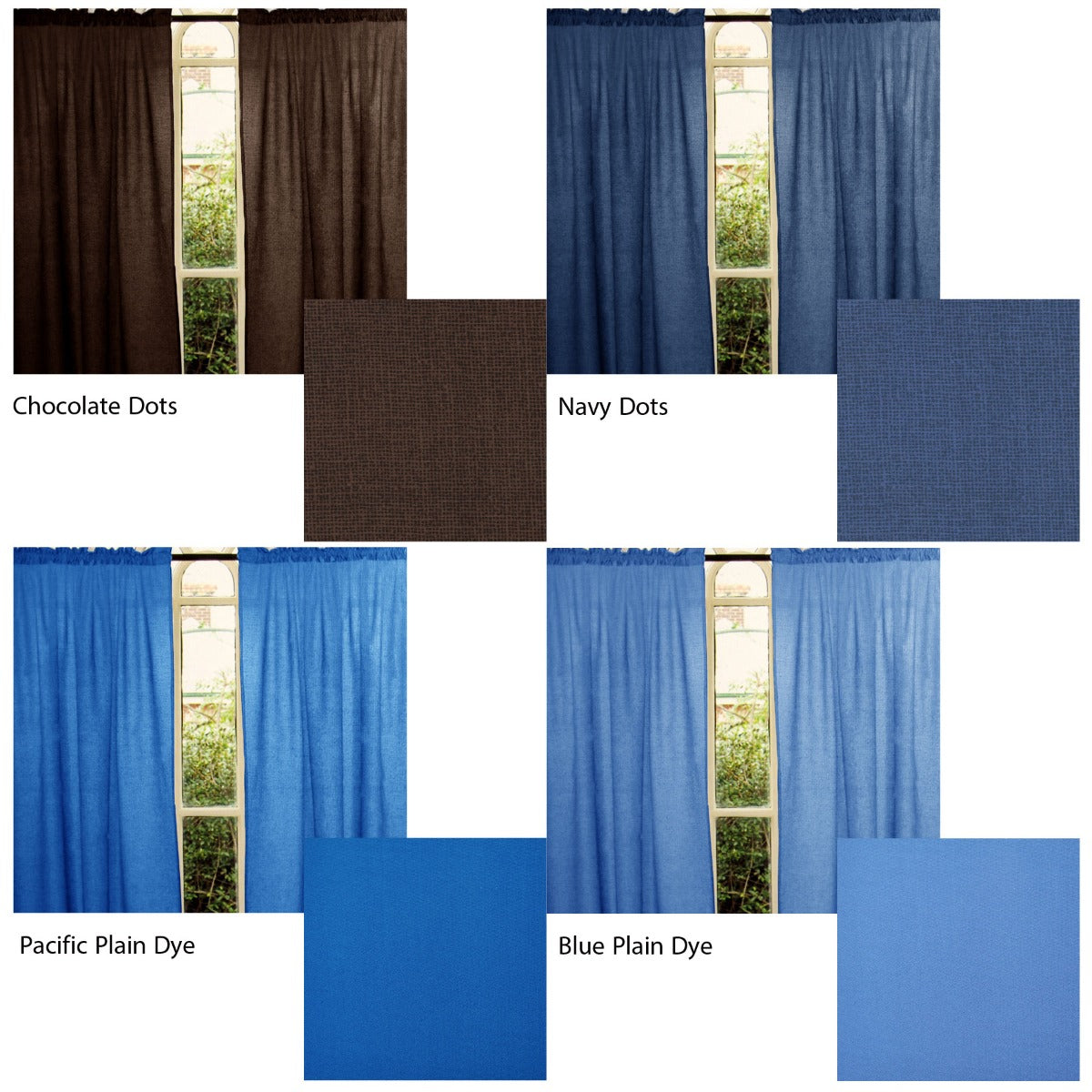 Chocolate Dots Polyester Cotton Rod Pocket Unlined Curtains 110 x 213 cm - 2 Pack