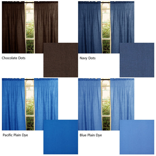 Chocolate Dots Polyester Cotton Rod Pocket Unlined Curtains 110 x 213 cm - 2 Pack