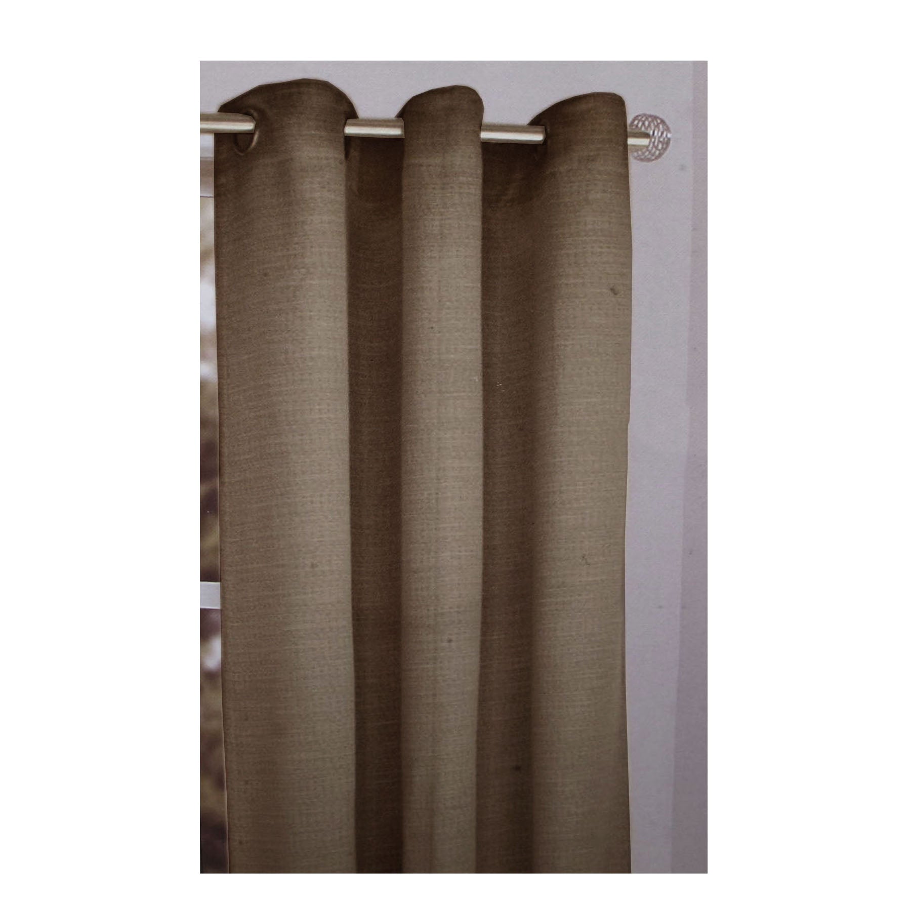 Premium Sienna Eyelet Curtain with Woven Design - Walnut, 120 x 213cm