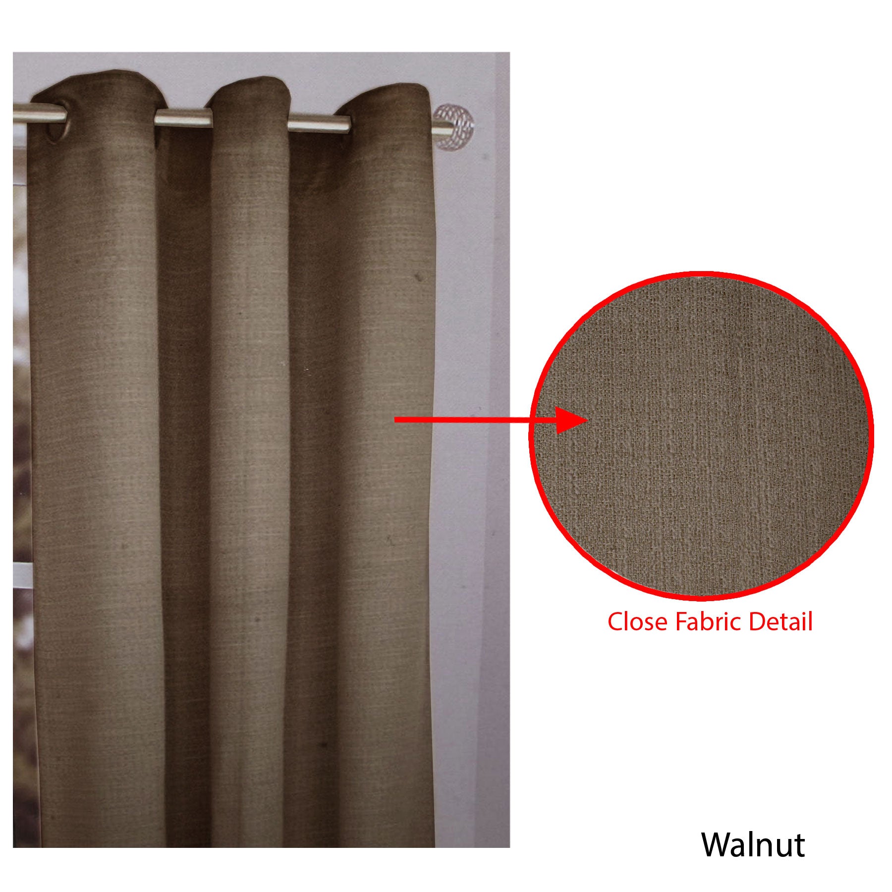 Premium Sienna Eyelet Curtain with Woven Design - Walnut, 120 x 213cm
