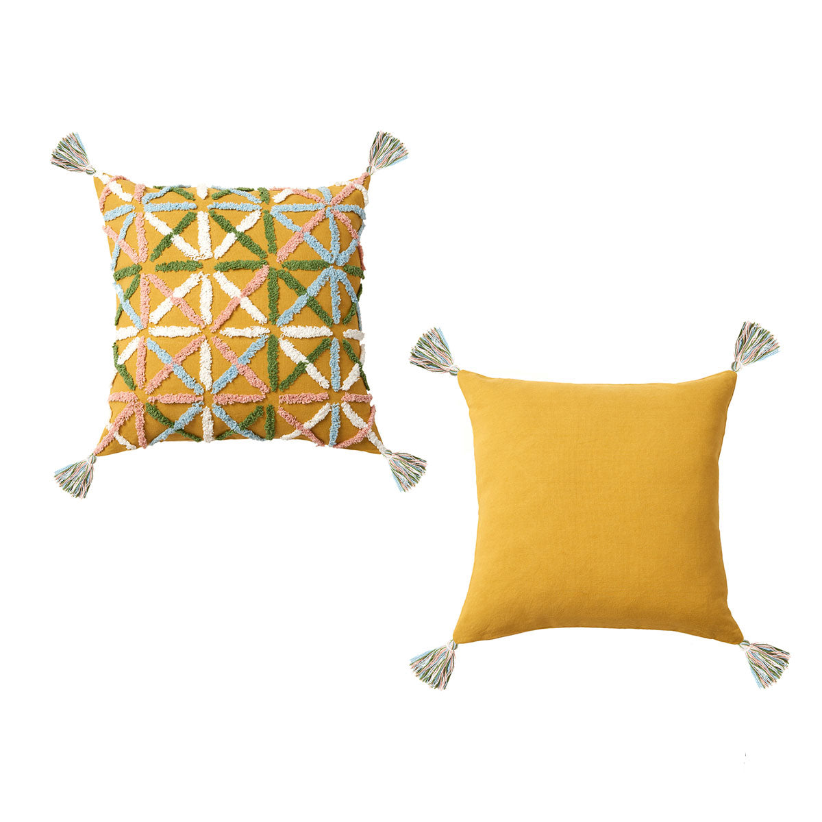 Accessorize Adena Filled Square Cushion 45x45cm - Applique Design, Ochre - SuperSaverAU - view 1