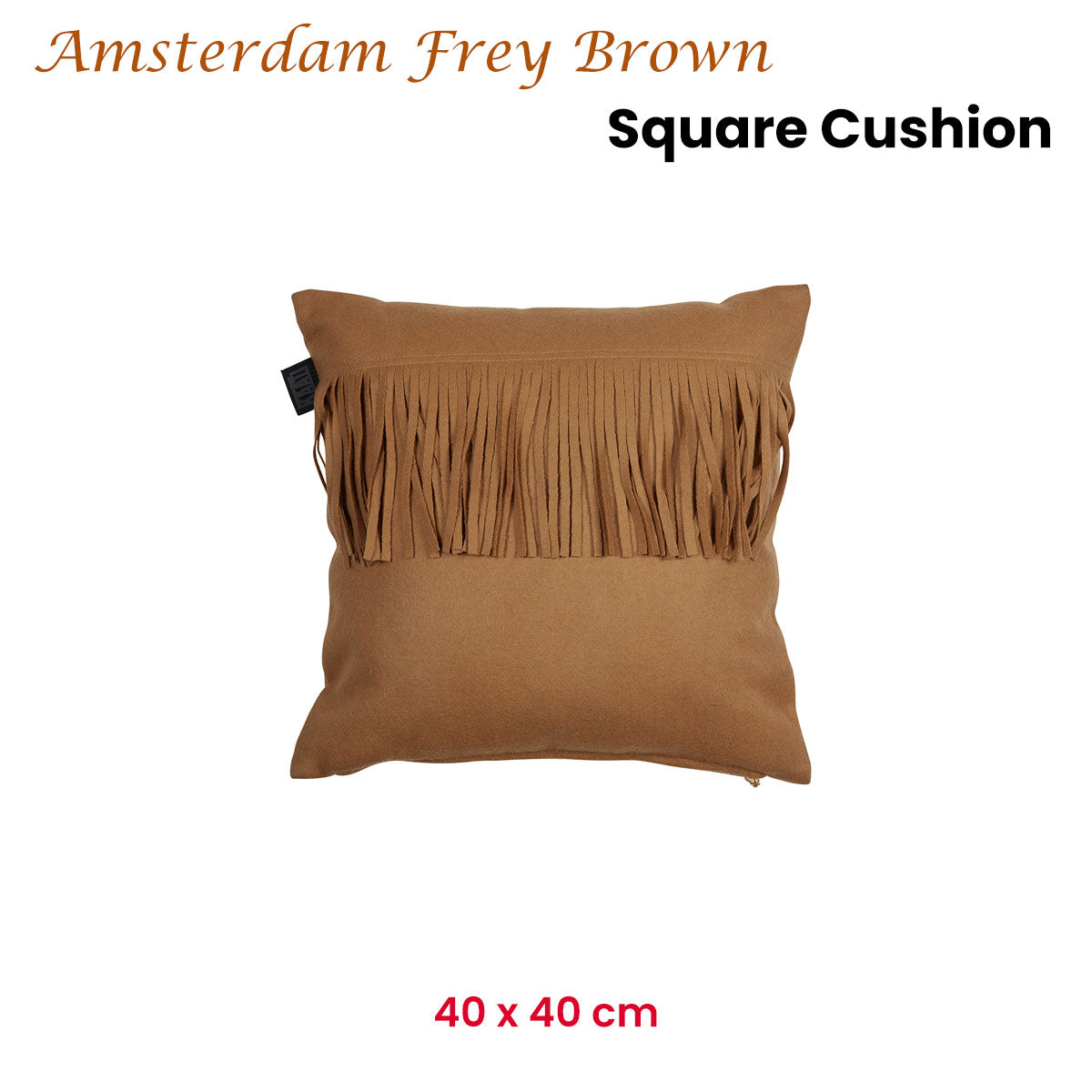 KAAT Amsterdam Frey Fringe Filled Cushion – Brown 40 x 40cm
