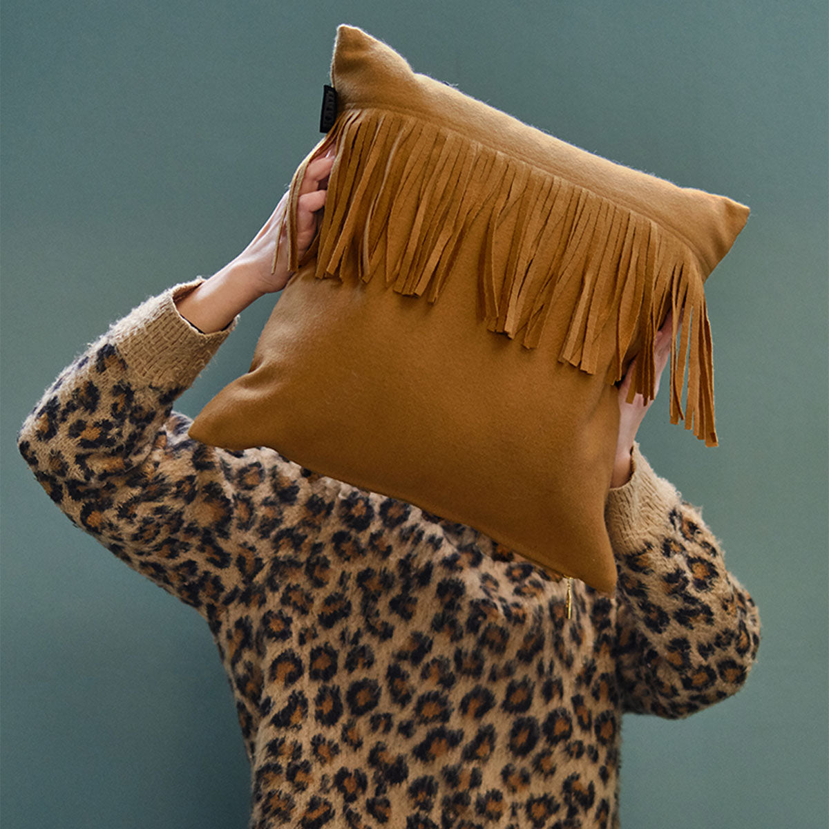 KAAT Amsterdam Frey Fringe Filled Cushion – Brown 40 x 40cm