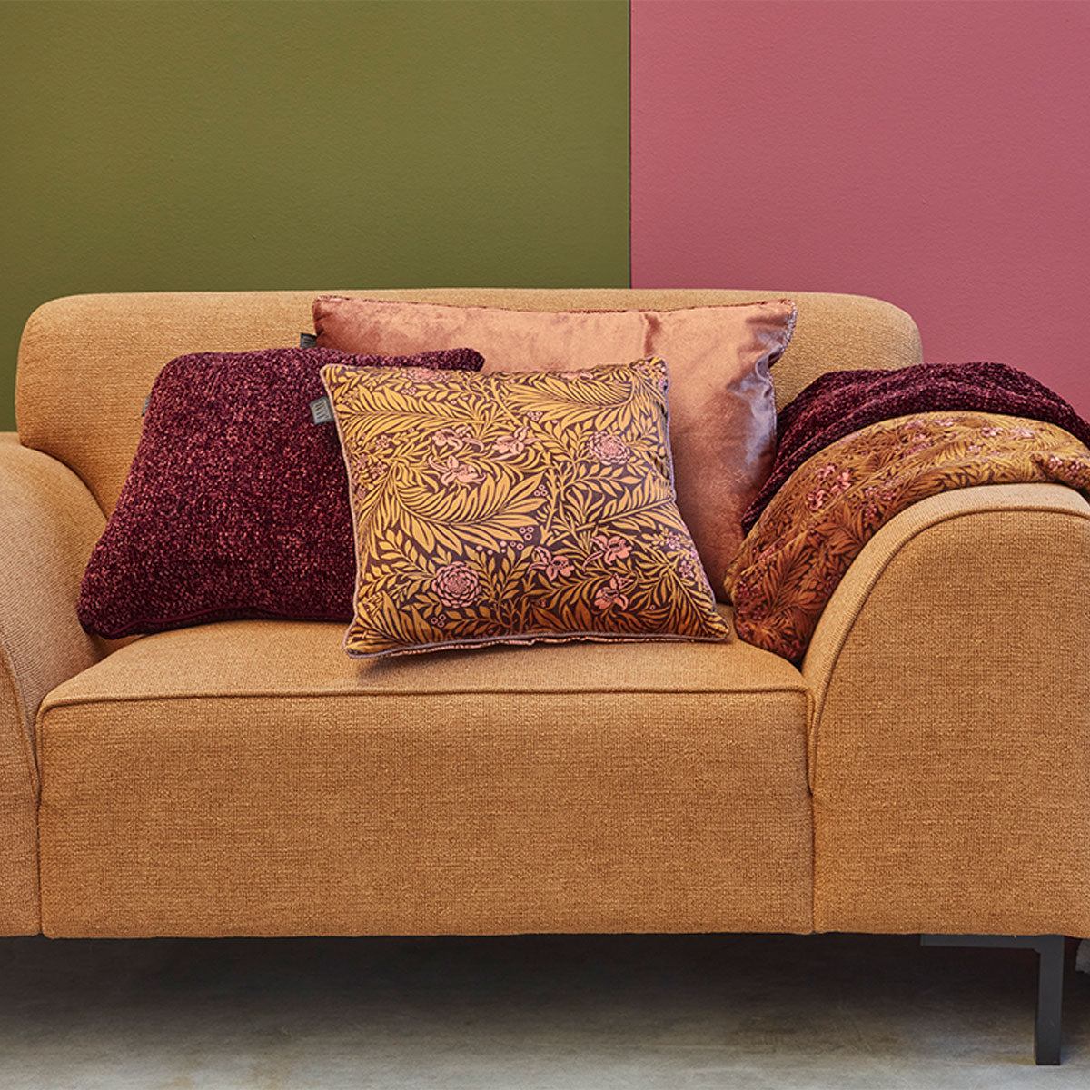 KAAT Amsterdam Jits Textured Filled Cushion – Dark Red 45 x 45cm