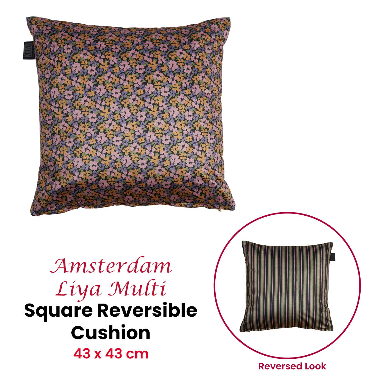 KAAT Amsterdam Liya Multi Floral Filled Cushion – 43 x 43cm