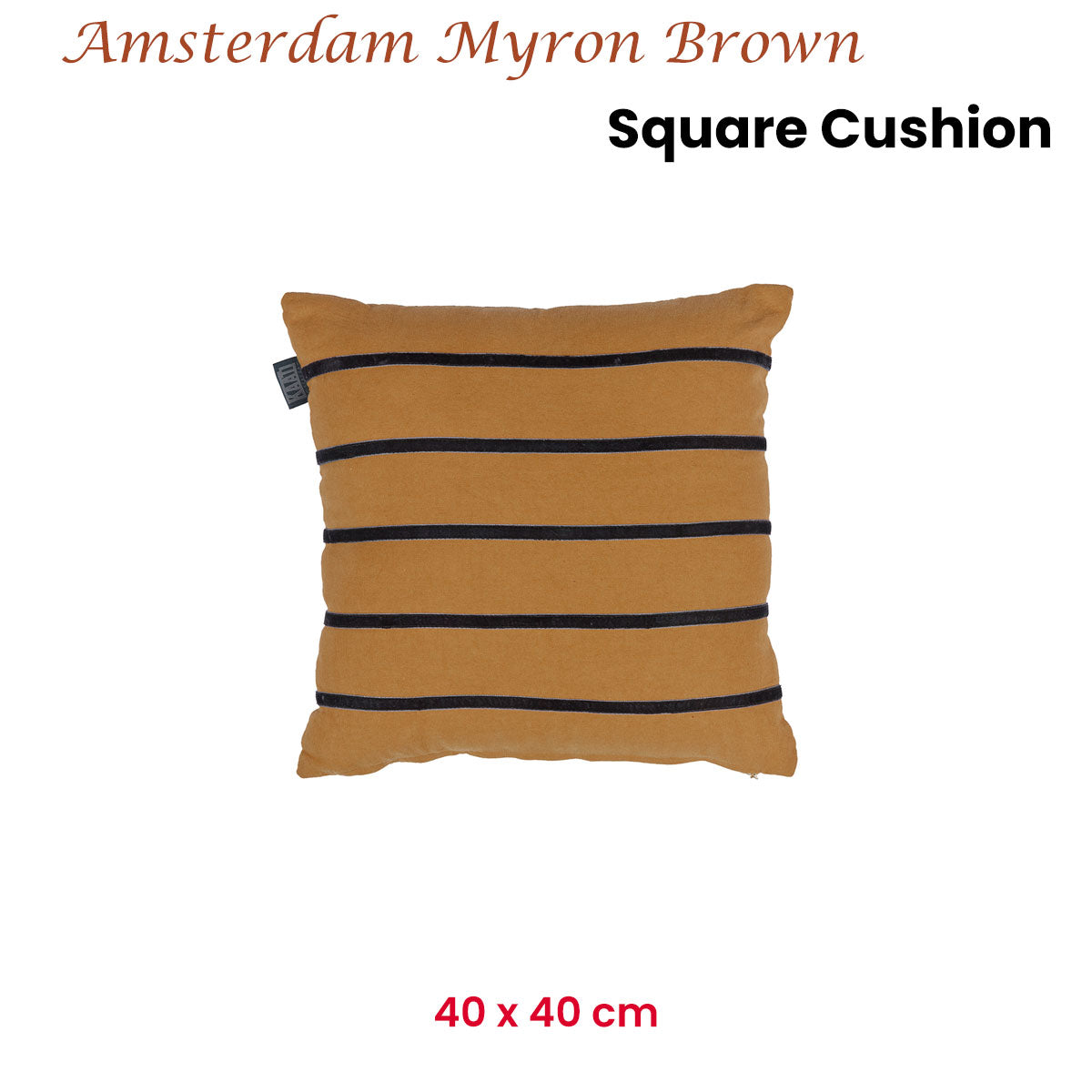 KAAT Amsterdam Myron Stripe Filled Cushion – Brown 40 x 40cm