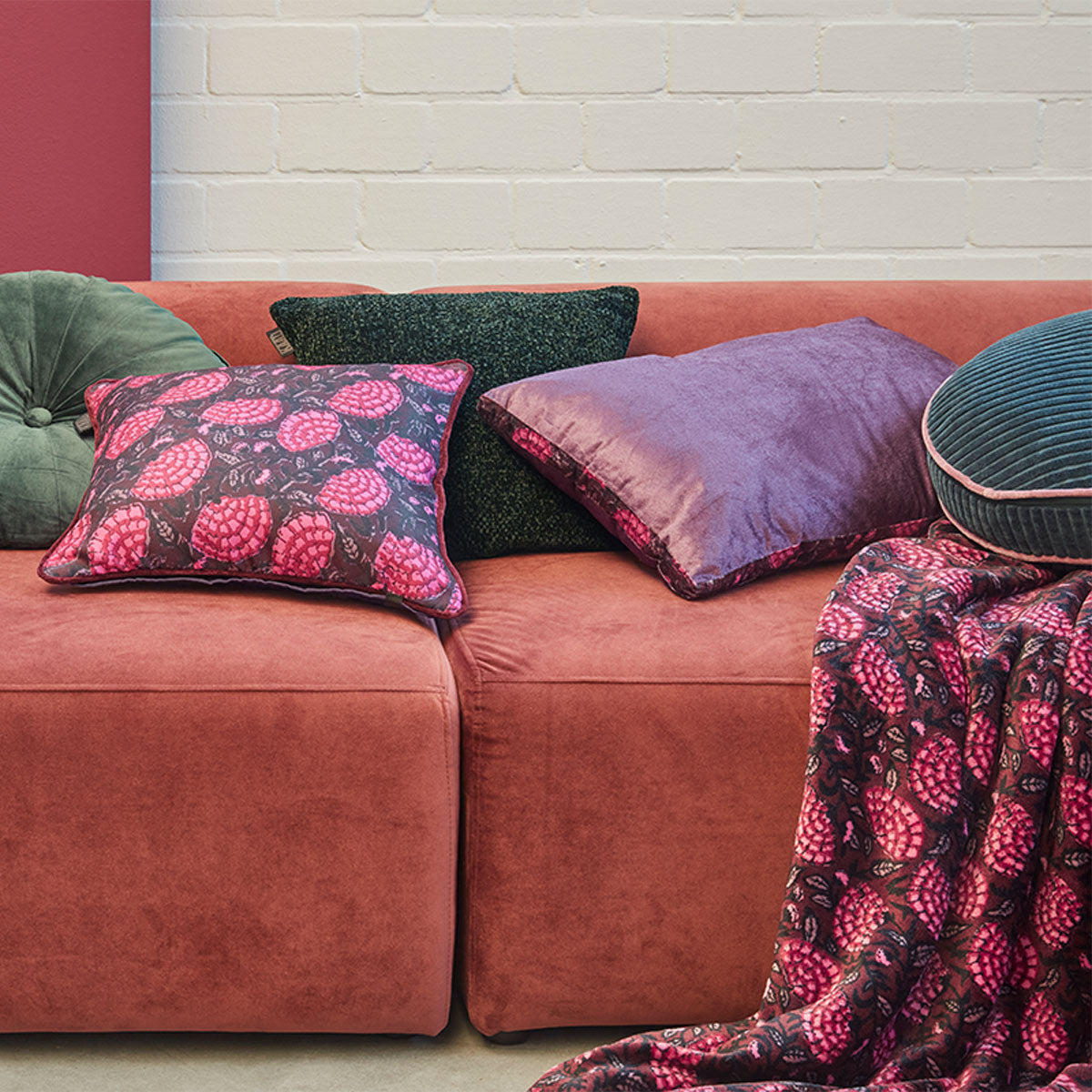 KAAT Amsterdam Boline Aubergine Velvet Oblong Filled Cushion – 40 x 60cm