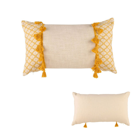 Accessorize Eleni Rectangular Filled Cushion 30cm x 50cm, Applique Design, Ochre - SuperSaverAU - view 1