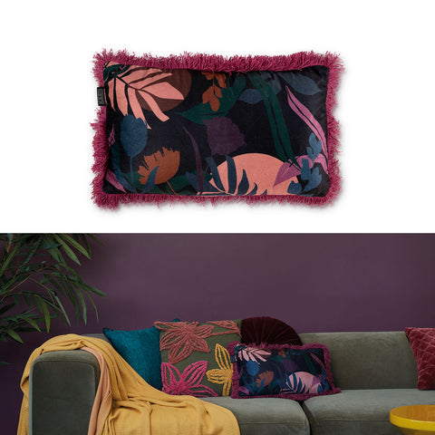 Bedding House Fleura Multi Botanical Print Cushion 30 x 50 cm with Tassels - SuperSaverAU - view 1